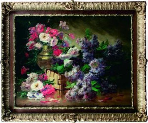 Roses, Pavots Et Lilas Oil Painting by Jacques Van Coppenolle