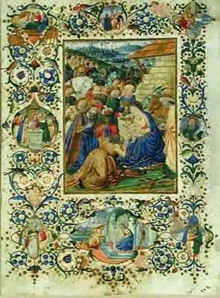 The Adoration of the Magi surrounded by medallions depicting episodes from the life of the Virgin and a prophet Oil Painting by d'Antonio del Chierico (or Cherico) Francesco