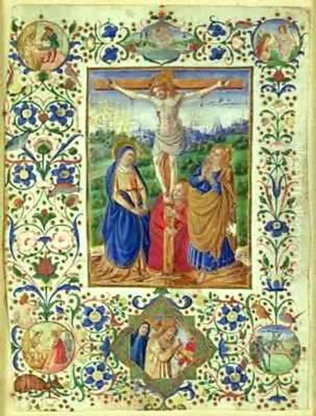 The Crucifixion surrounded by six medallions depicting six episodes from the Passion of Christ Oil Painting by d'Antonio del Chierico (or Cherico) Francesco