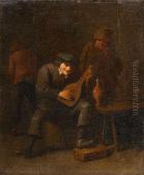 Drei Bauern Im Wirtshaus Oil Painting by Joos van Craesbeeck