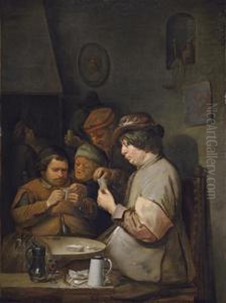 Card Players In An Inn Oil Painting by Joos van Craesbeeck