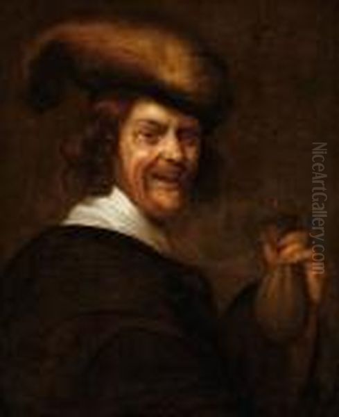 Laughing Man Holding A Purse In His Hand Oil Painting by Joos van Craesbeeck