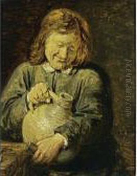 A Man Holding A Jug Oil Painting by Joos van Craesbeeck