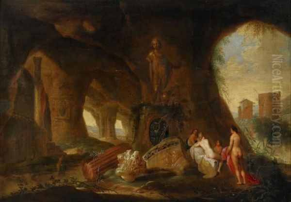 Badande Nymfer Vid Grotta Oil Painting by Abraham van Cuylenborch