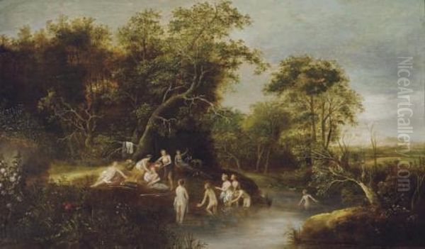 Diana And Her Nymphs Bathing Oil Painting by Abraham van Cuylenborch