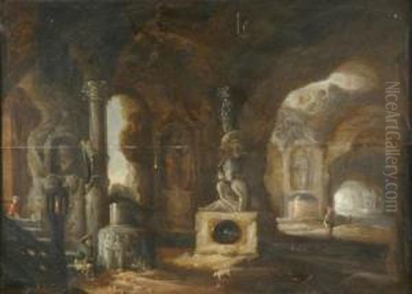 Figures In A Grotto Oil Painting by Abraham van Cuylenborch