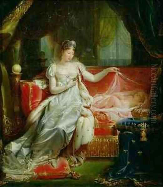 Empress Marie Louise 1791-1847 and the King of Rome Oil Painting by Joseph Franque