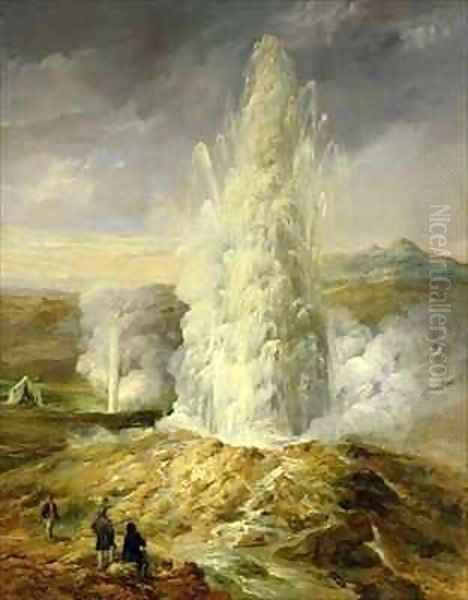 The Great Geysir South Iceland Oil Painting by Thomas Kerr Fairless