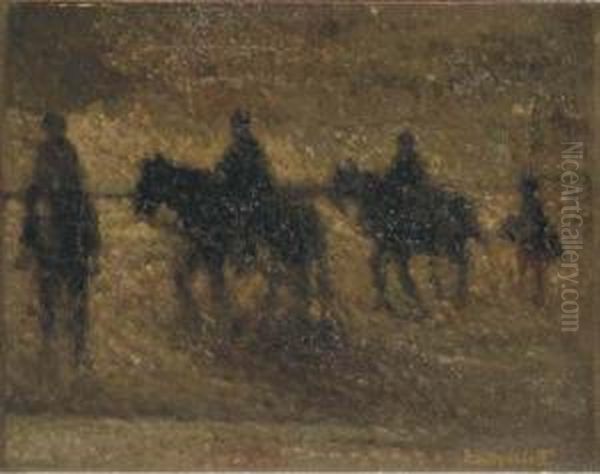 Horse Riders On The Beach by Henri Van Daalhoff