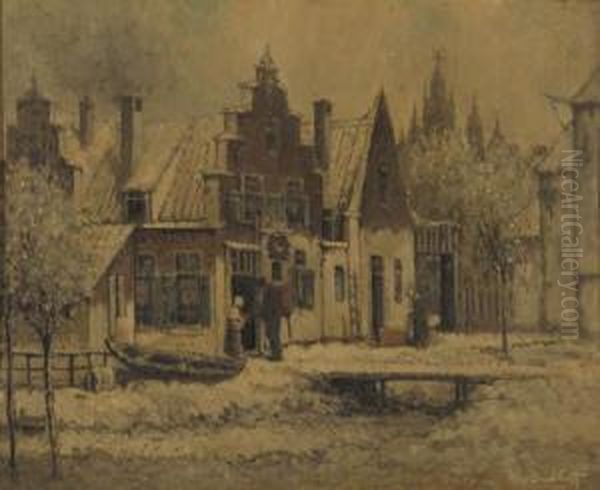 Outside On A Snowy Day by Henri Van Daalhoff