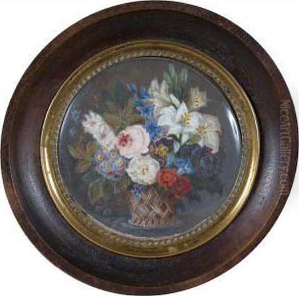 Bouquet De Fleurs Dans Un Panier Oil Painting by Jan Frans Van Dael