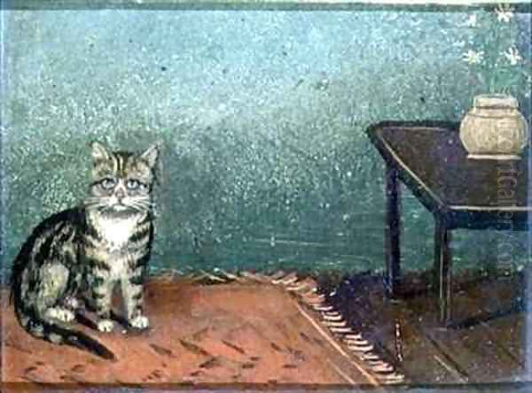 The Cat sat on the Mat Oil Painting by Frederick French