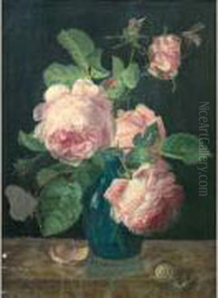 Bouquet De Fleurs Sur Un Entablement Oil Painting by Jan Frans Van Dael