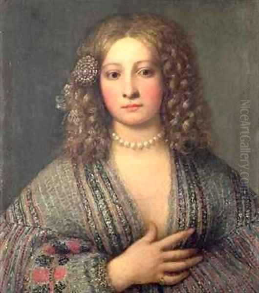 A Courtesan Oil Painting by Girolamo Ferrabosco or Forabosco