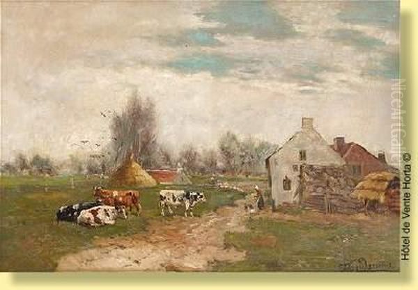 Devant La Ferme Oil Painting by Frans Van Damme