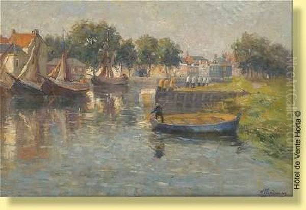 Bassin Des Pecheurs A Flessingue En Hollande Oil Painting by Frans Van Damme