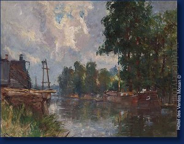 Vue De Canal Oil Painting by Frans Van Damme