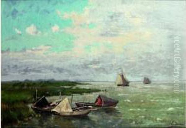 Sur Les Bords Des Marais Oil Painting by Frans Van Damme