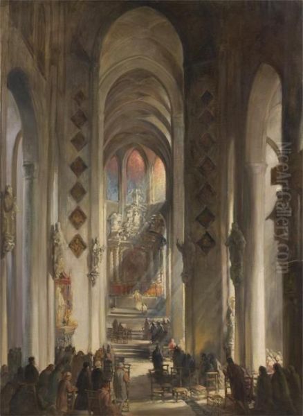 Vue De L'eglise Saint Nicolas Agand Oil Painting by Emile Van Damme-Sylva