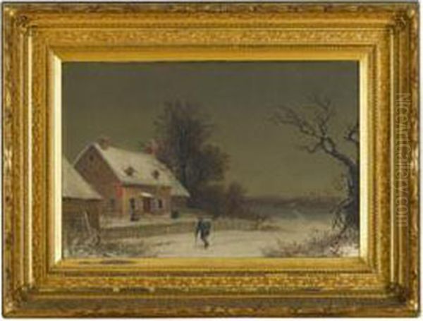 Winter Scene Oil Painting by William Velde Van De Bonfield