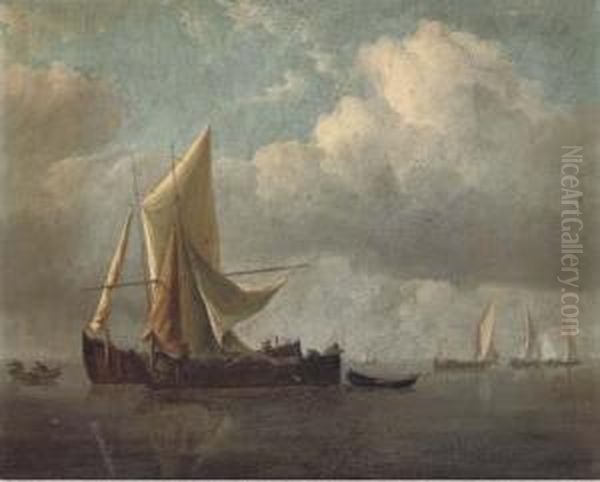 A Calm Day On The Estuary Oil Painting by William Velde Van De Bonfield