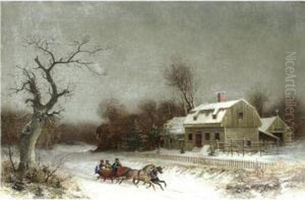 A Ride In The Snow Oil Painting by William Velde Van De Bonfield