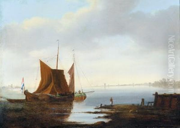 Battelli Sul Mare Calmo Oil Painting by Jan Van De Capelle