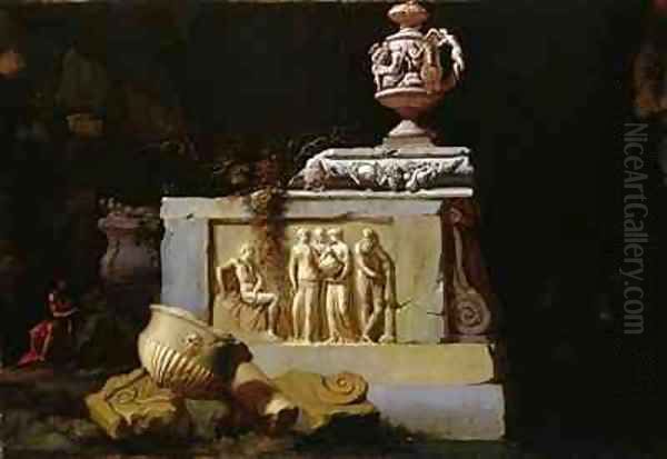 Classical ruins Oil Painting by William Gowe Ferguson