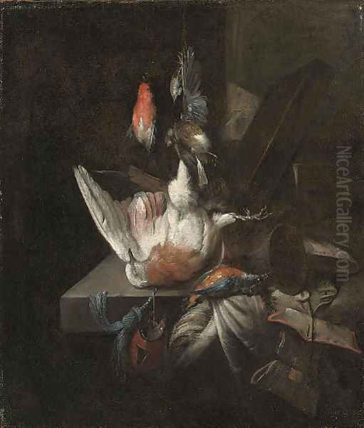 Still life of a dead partridge and other birds Oil Painting by William Gowe Ferguson