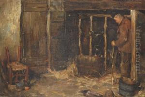 Interior Of Astable Oil Painting by Lammert Van Der Tonge