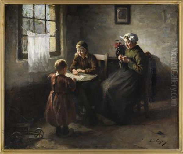 Learning To Read Oil Painting by Lammert Van Der Tonge