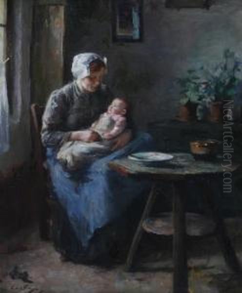 Mother And Child Oil Painting by Lammert Van Der Tonge