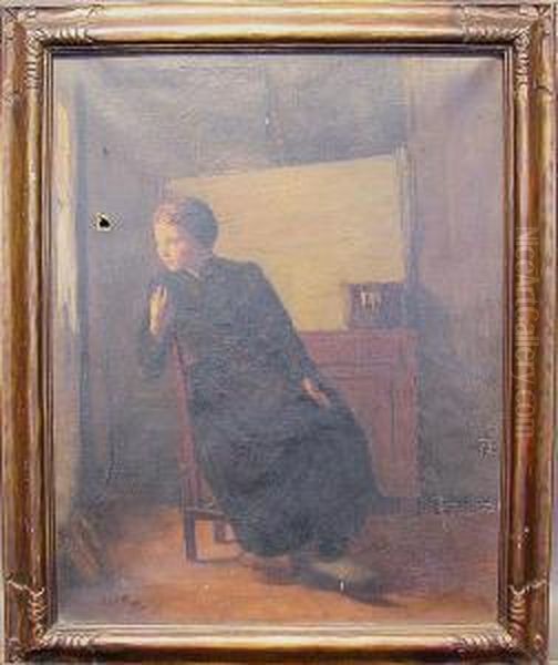 Young Woman By A Window Oil Painting by Lammert Van Der Tonge