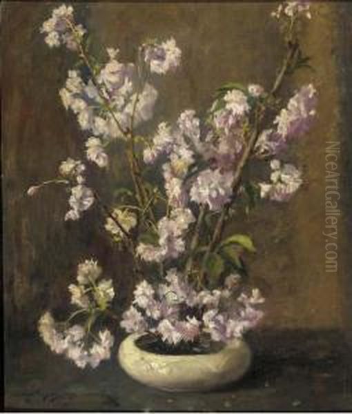 Bloemen: Spring Blossoms In A Vase Oil Painting by Lammert Van Der Tonge