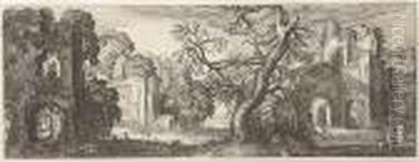 Bare Tree Among Ruins Oil Painting by Jan Jansz. Van De Velde