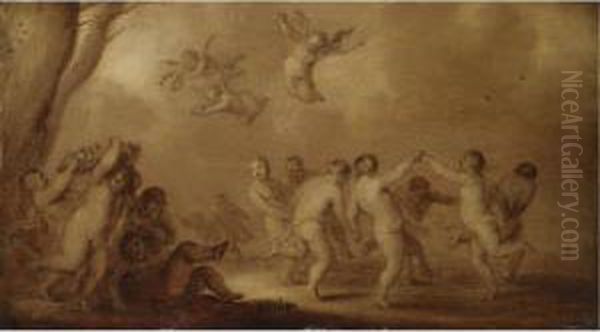 An Allegory Of Spring With Putti Dancing Oil Painting by Adriaen Pietersz. Van De Venne