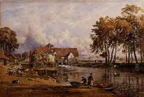 Streatley Mill On the Thames Oil Painting by George Arthur Fripp