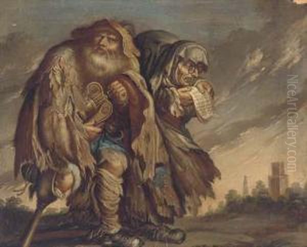 A Peasant Couple Oil Painting by Adriaen Pietersz. Van De Venne