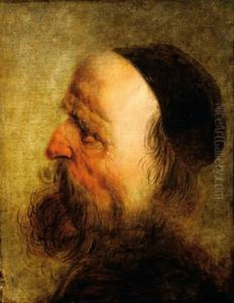 Study Of A Head Of An Oldman On Profile Oil Painting by Jan van de Venne