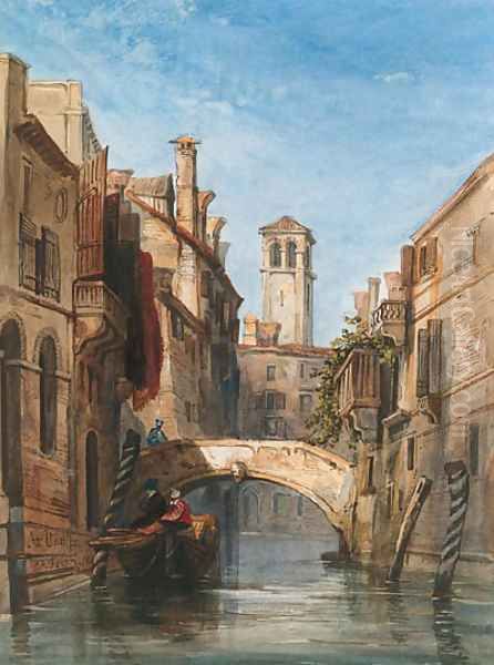 A view of a canal in Venice, Italy Oil Painting by George Arthur Fripp