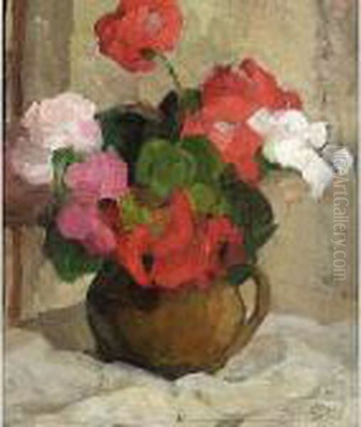 Still Life With Flowers Oil Painting by Ans Van Den Berg