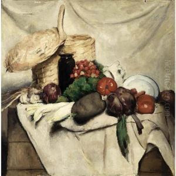 A Vegetable Still Life Oil Painting by Ans Van Den Berg