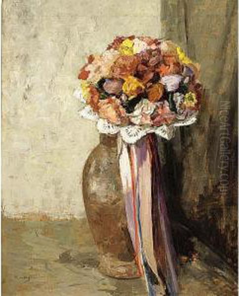 Still Life With Flowers Oil Painting by Ans Van Den Berg