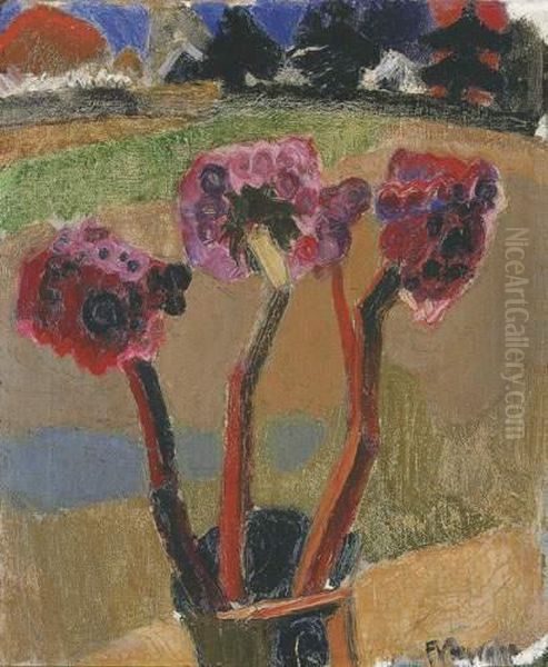 Vase De Fleurs Oil Painting by Frits Van Den Berghe