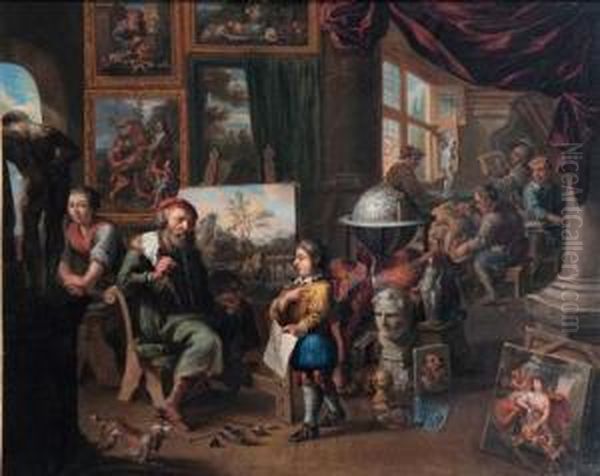 Im Atelier Des Malers Oil Painting by Balthazar Van Den Bossche