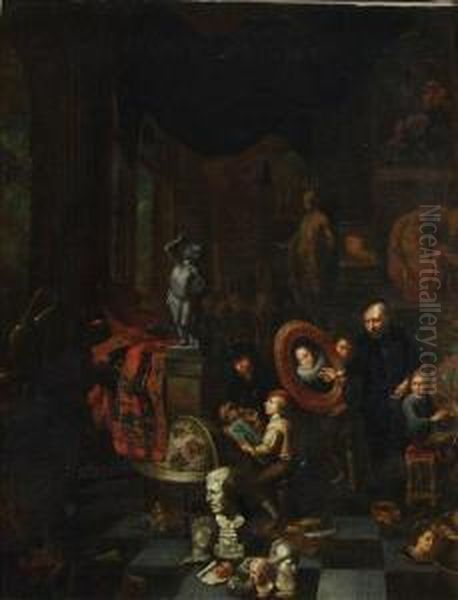 Theacademy Of Arts Oil Painting by Balthazar Van Den Bossche