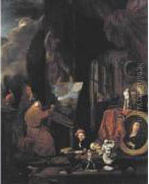 L'atelier Du Peintre Oil Painting by Balthazar Van Den Bossche