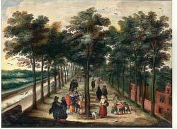 Promenade Sur La Grande Allee Oil Painting by Willem Van Den Bundel