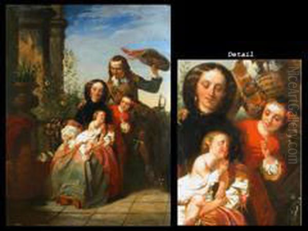 Die Familie Oil Painting by Casimir Van Den Daele