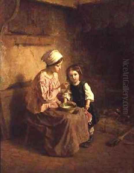 Supper Time Oil Painting by Charles Edouard Frere